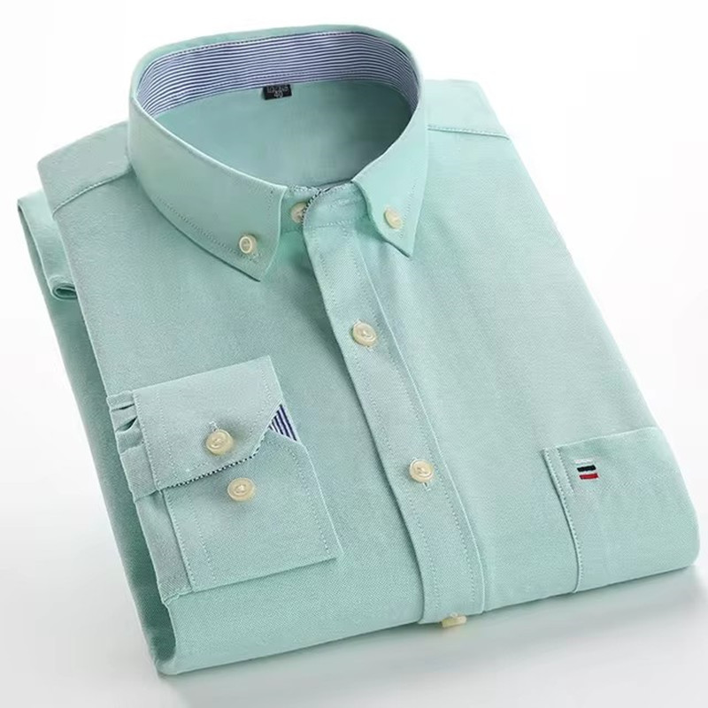 Oxford Cotton Casual Shirt Business - Camisa de manga larga a cuadros